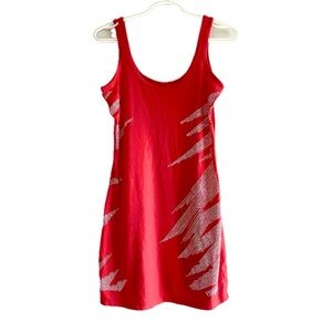 Electric Red Studded Sparkly Mini Dress